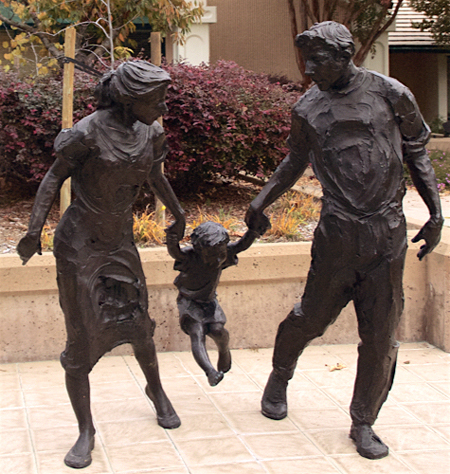 Family Statue Outside Library